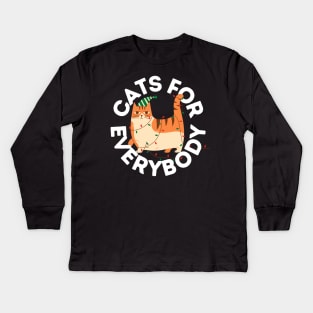 Cats For Everybody Festive Cat Funny Christmas Gift for Cat Owners and Feline Lovers Kids Long Sleeve T-Shirt